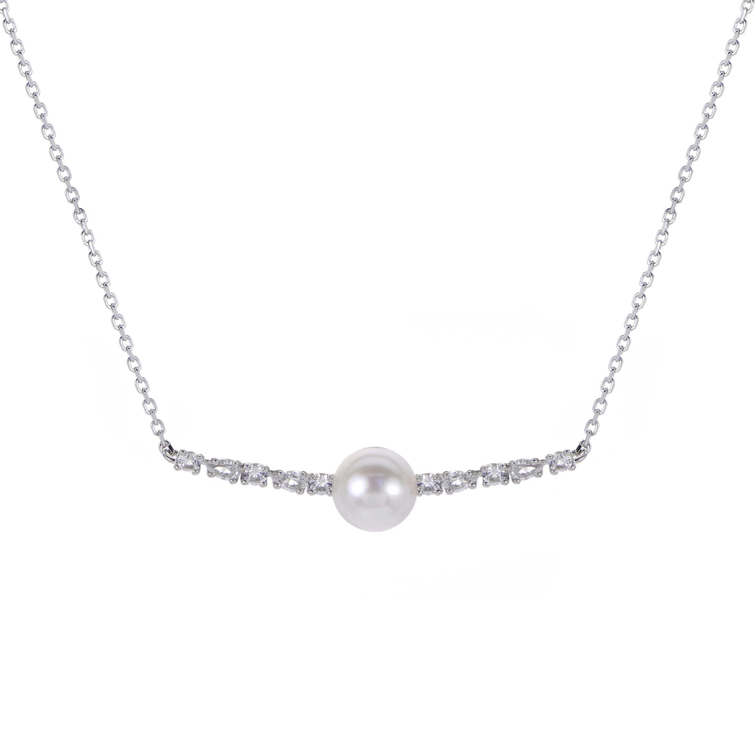 Lab Created Sterling Silver Freshwater Pearl Necklace