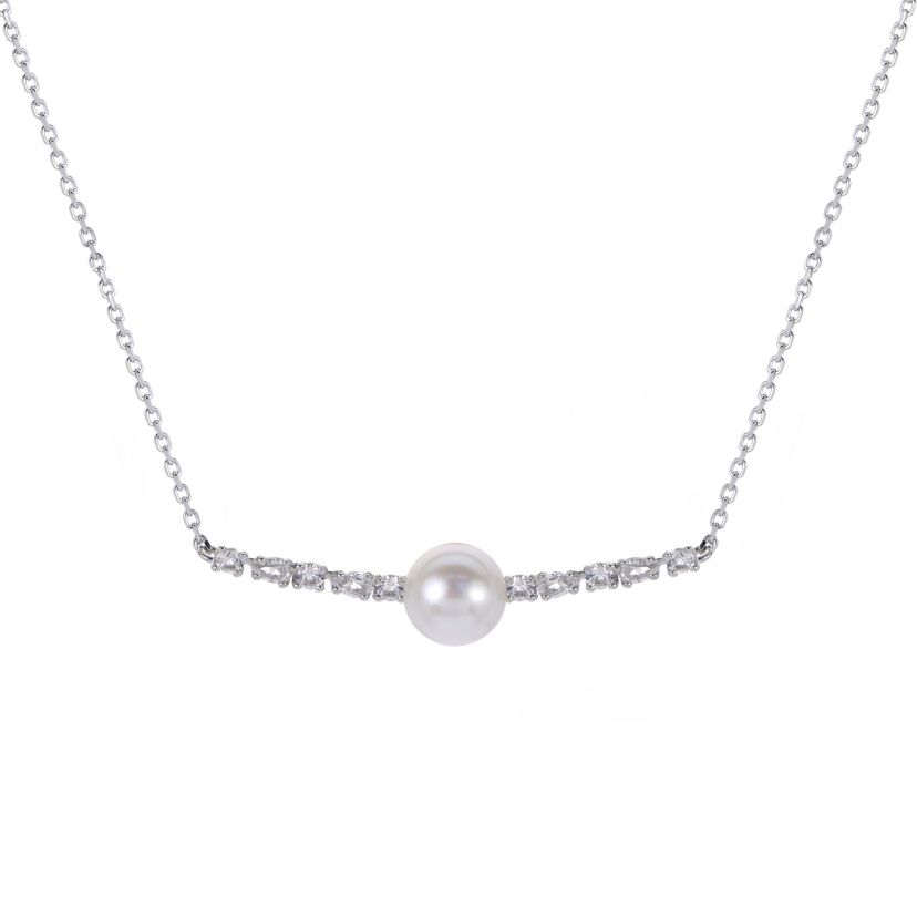 Lab Created Sterling Silver Freshwater Pearl Necklace