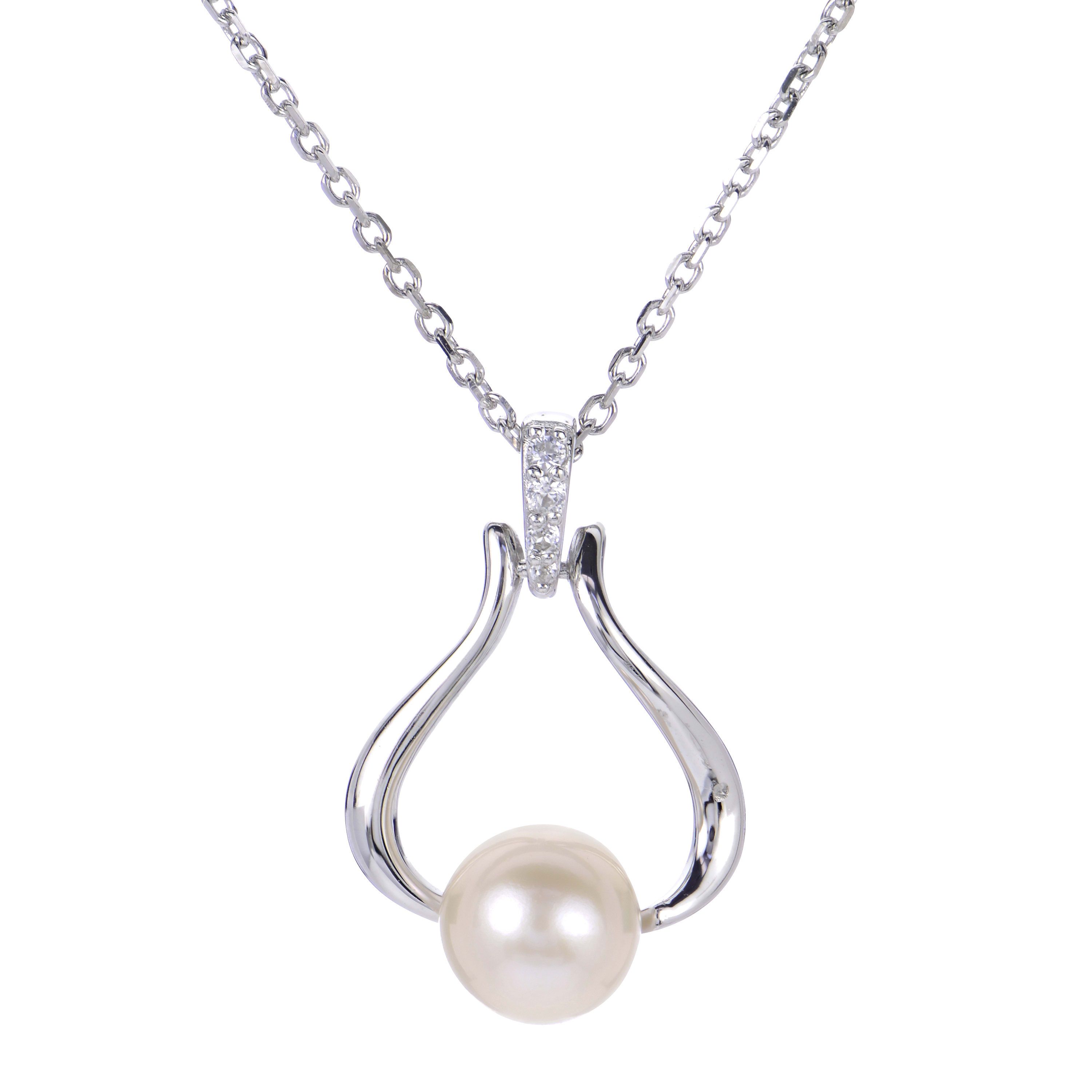 Lab Created Sterling Silver Freshwater Pearl Pendant