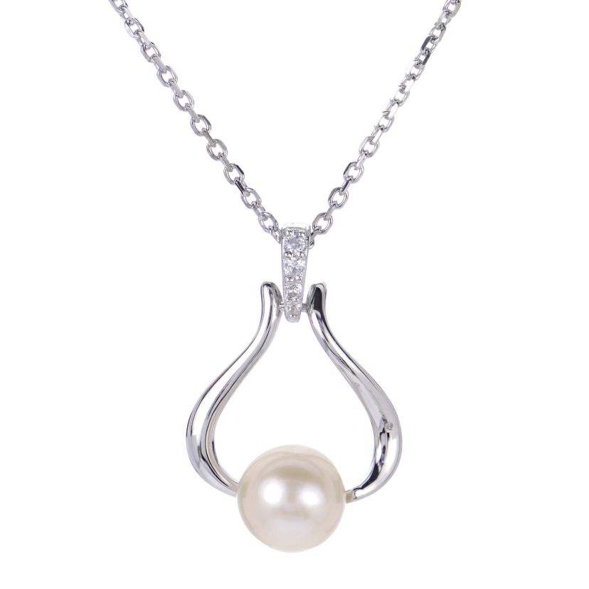 Lab Created Sterling Silver Freshwater Pearl Pendant