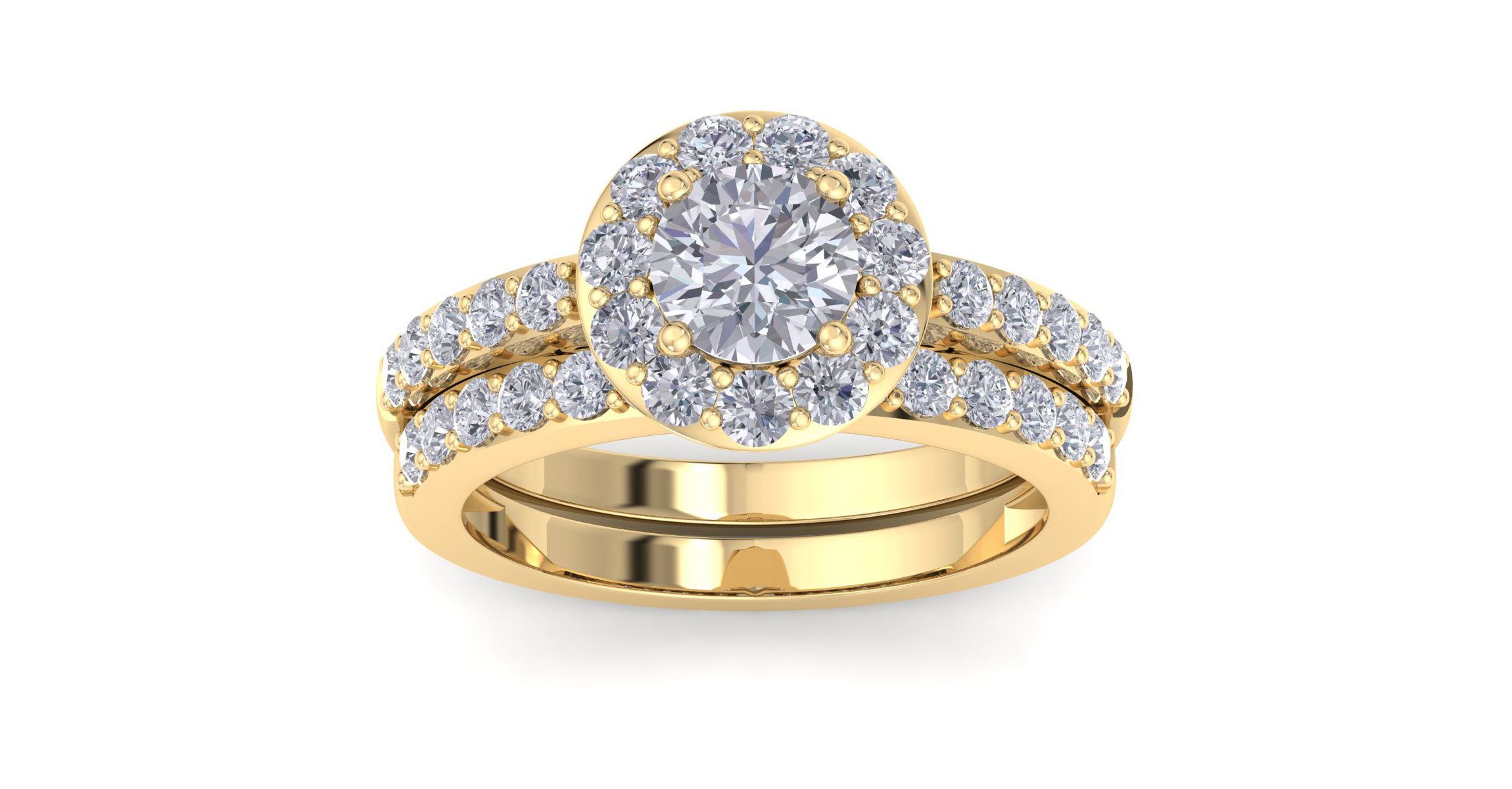 Lab Created 2 1/4 ct. t.w. Round Shape Lab Grown Diamond Bridal Set In 14K Gold