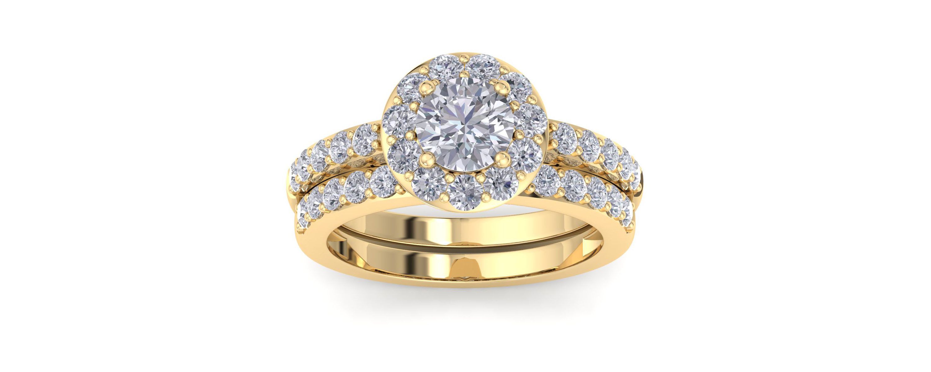 Lab Created 2 1/4 ct. t.w. Round Shape Lab Grown Diamond Bridal Set In 14K Gold
