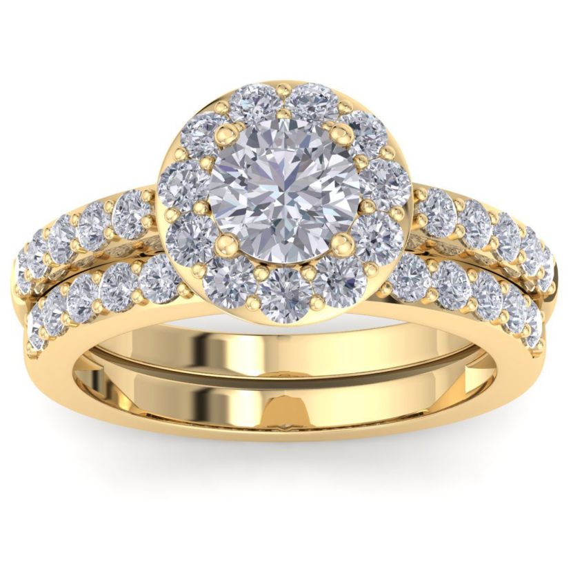 Lab Created 2 1/4 ct. t.w. Round Shape Lab Grown Diamond Bridal Set In 14K Gold
