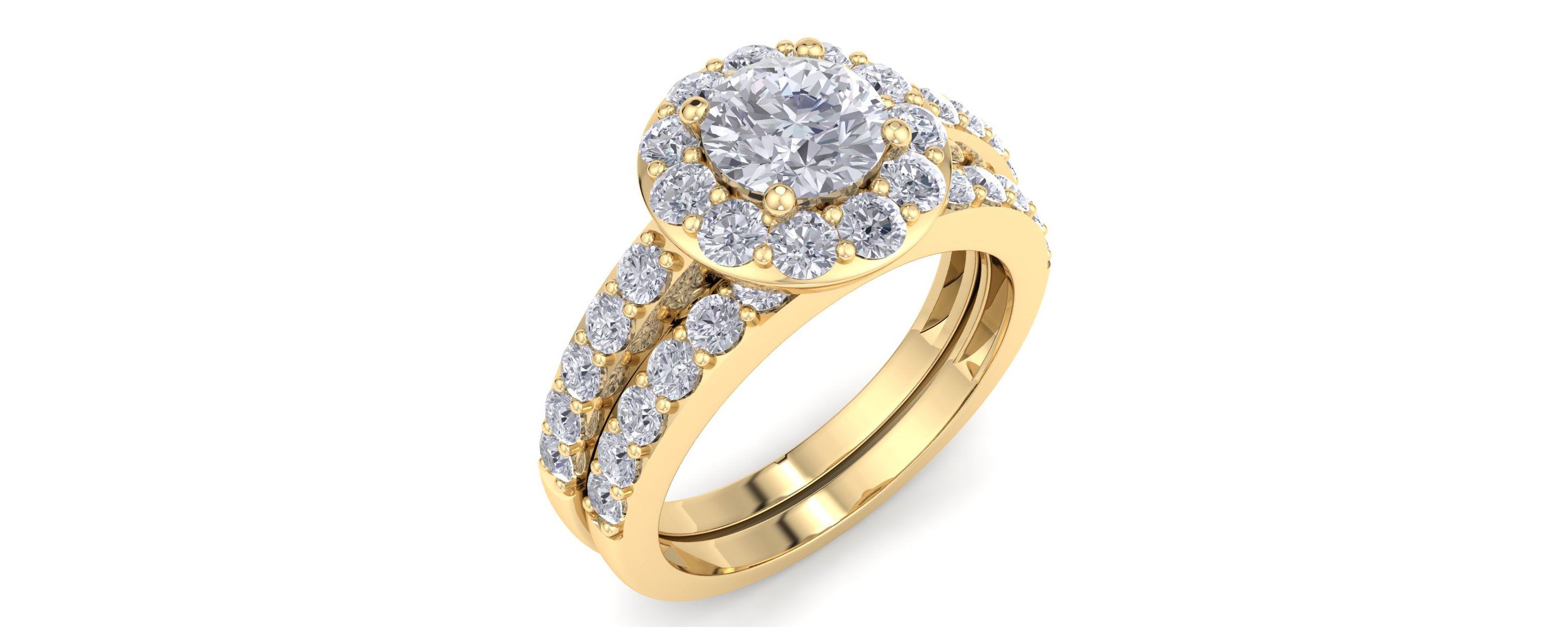 Lab Created 2 1/4 ct. t.w. Round Shape Lab Grown Diamond Bridal Set In 14K Gold