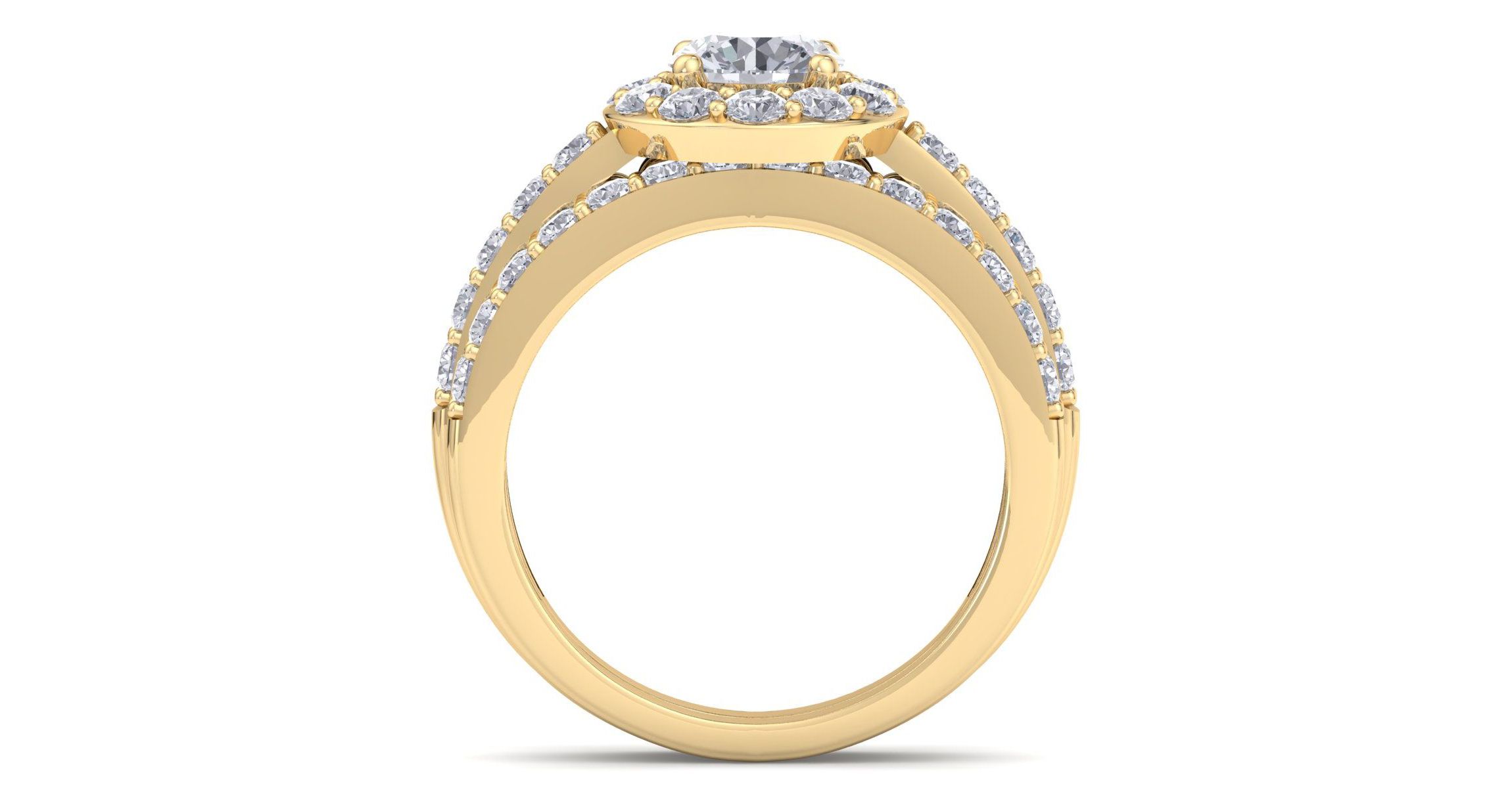 Lab Created 2 1/4 ct. t.w. Round Shape Lab Grown Diamond Bridal Set In 14K Gold