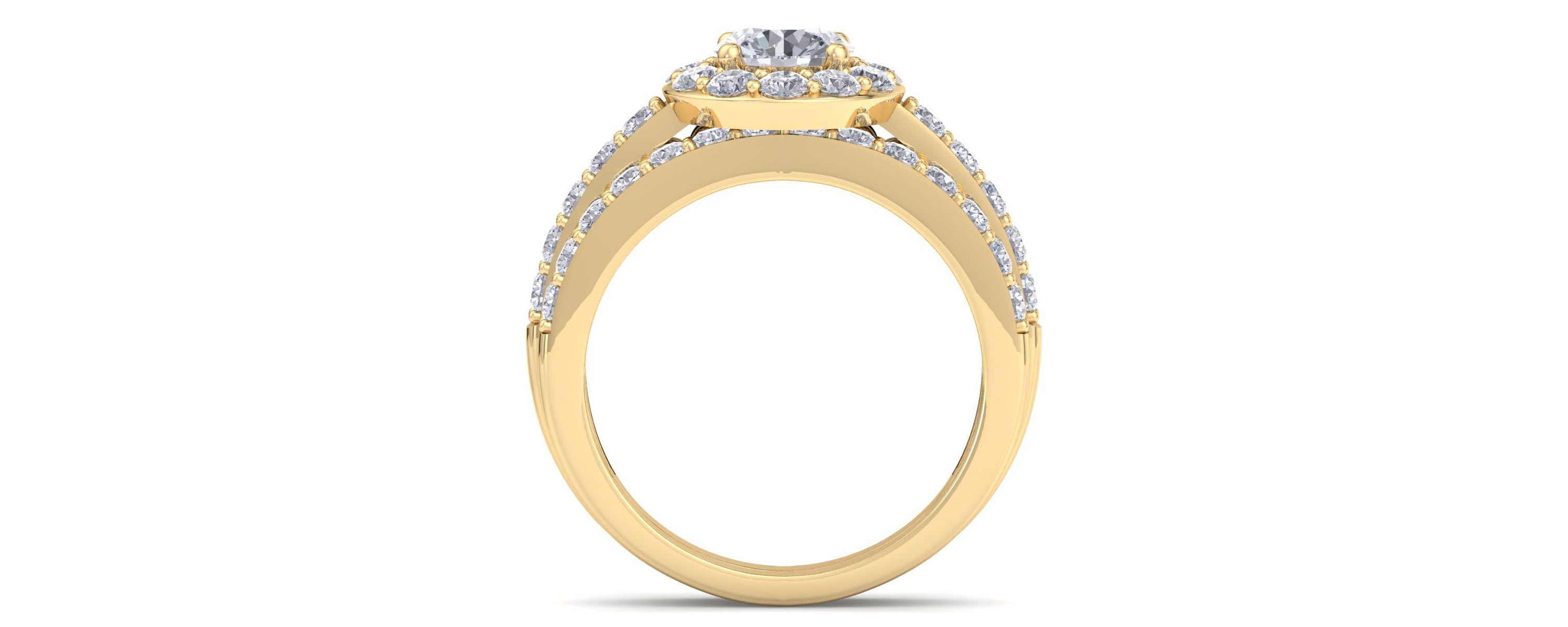 Lab Created 2 1/4 ct. t.w. Round Shape Lab Grown Diamond Bridal Set In 14K Gold