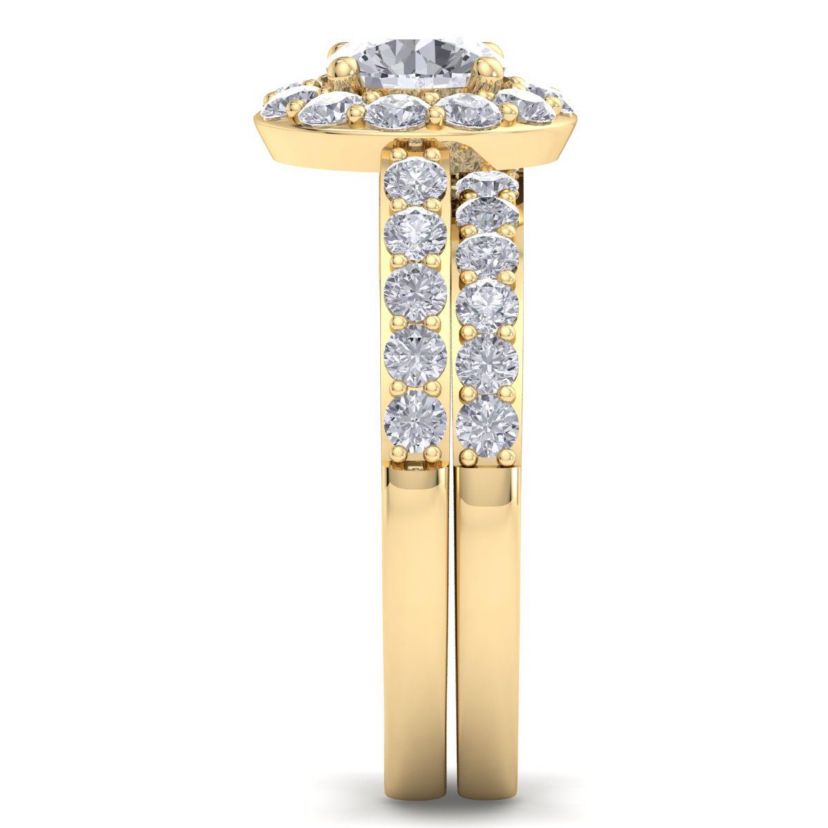 Lab Created 2 1/4 ct. t.w. Round Shape Lab Grown Diamond Bridal Set In 14K Gold