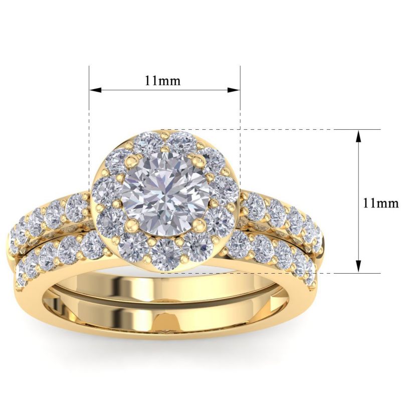 Lab Created 2 1/4 ct. t.w. Round Shape Lab Grown Diamond Bridal Set In 14K Gold