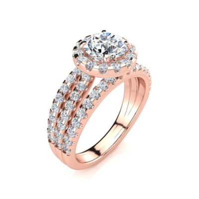Lab Created 2 Carat Grown Halo Diamond Engagement Ring 14K Yellow Gold