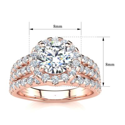 Lab Created 2 Carat Grown Halo Diamond Engagement Ring 14K Yellow Gold
