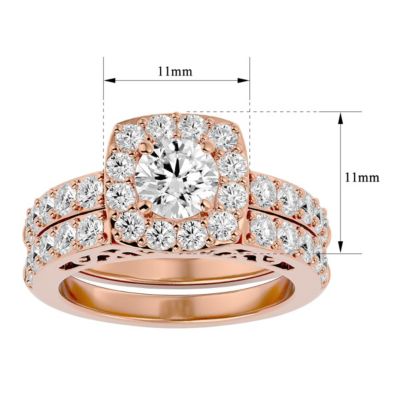 Lab Created 3 Carat Grown Diamond Bridal Set 14K White Gold