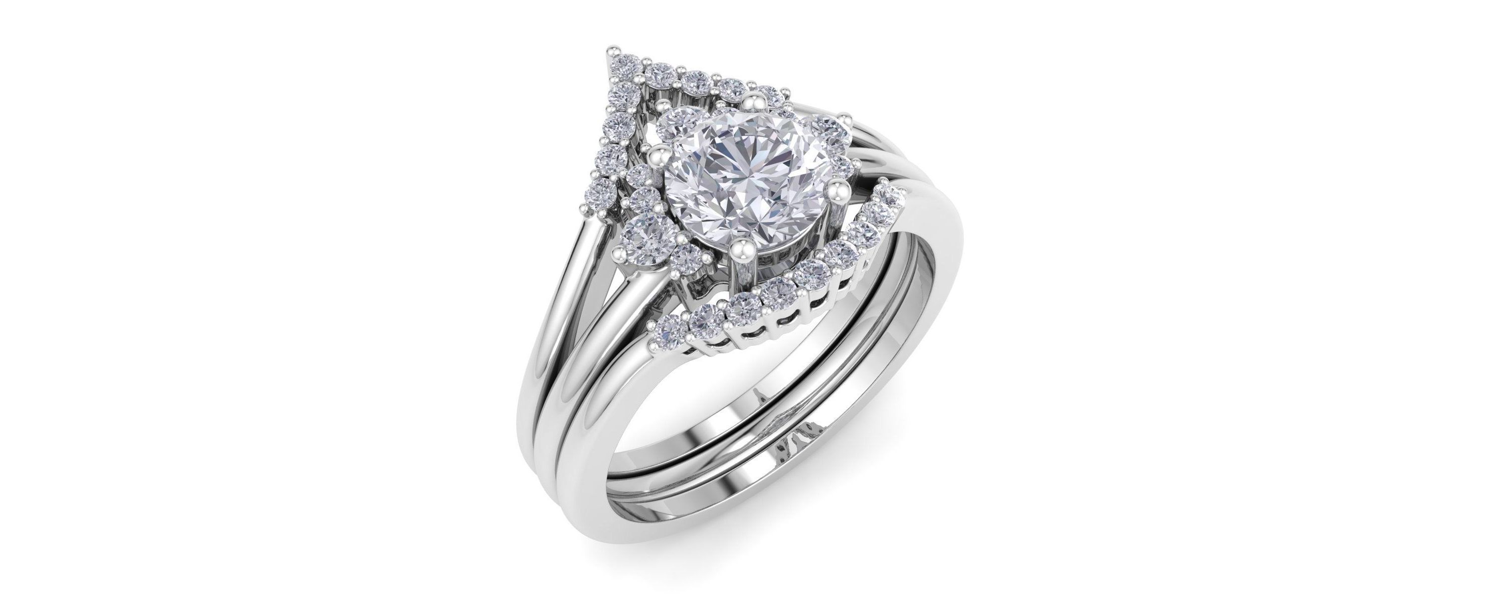 Lab Created 1 1/5 ct. t.w. Lab Grown Diamond Bridal Set WIth Crown In 14K Gold