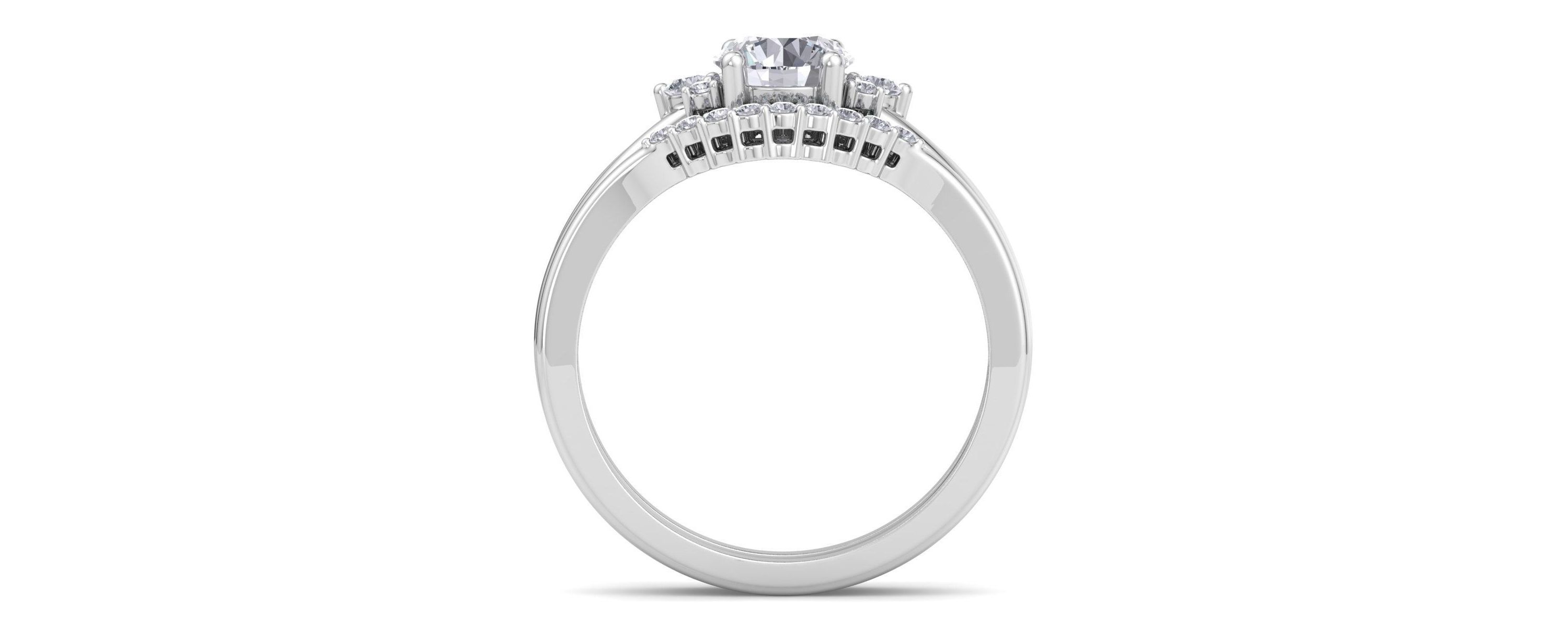 Lab Created 1 1/5 ct. t.w. Lab Grown Diamond Bridal Set WIth Crown In 14K Gold