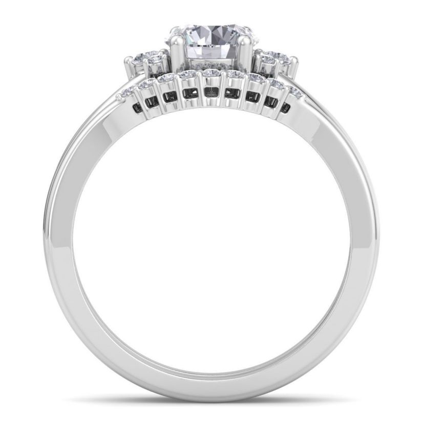 Lab Created 1 1/5 ct. t.w. Lab Grown Diamond Bridal Set WIth Crown In 14K Gold