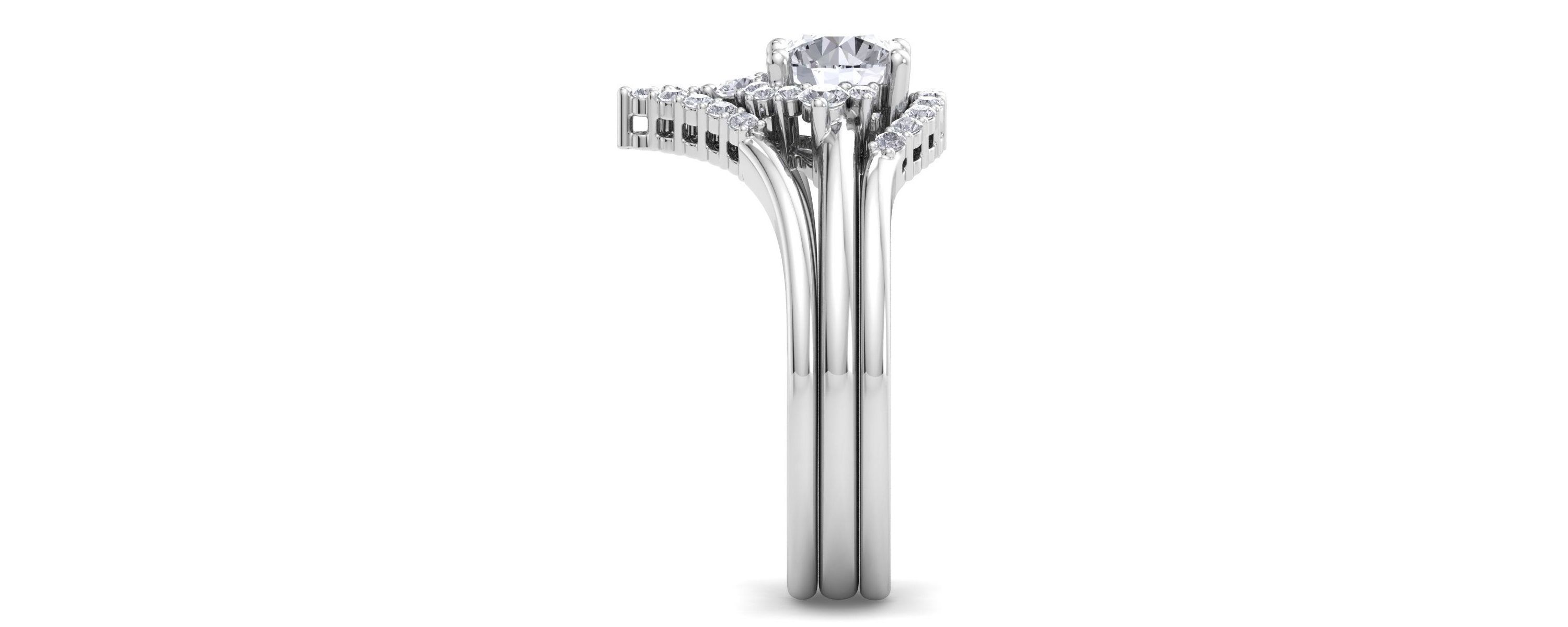 Lab Created 1 1/5 ct. t.w. Lab Grown Diamond Bridal Set WIth Crown In 14K Gold