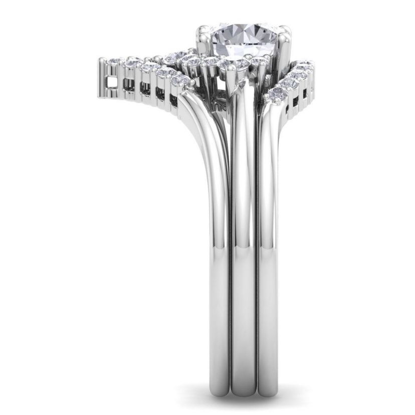 Lab Created 1 1/5 ct. t.w. Lab Grown Diamond Bridal Set WIth Crown In 14K Gold