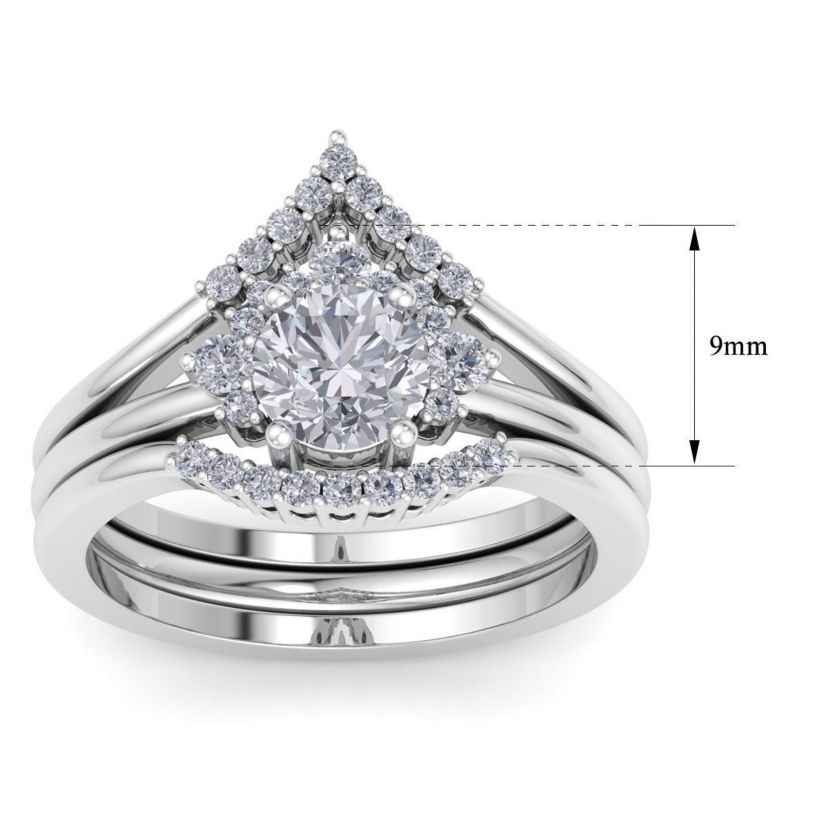 Lab Created 1 1/5 ct. t.w. Lab Grown Diamond Bridal Set WIth Crown In 14K Gold