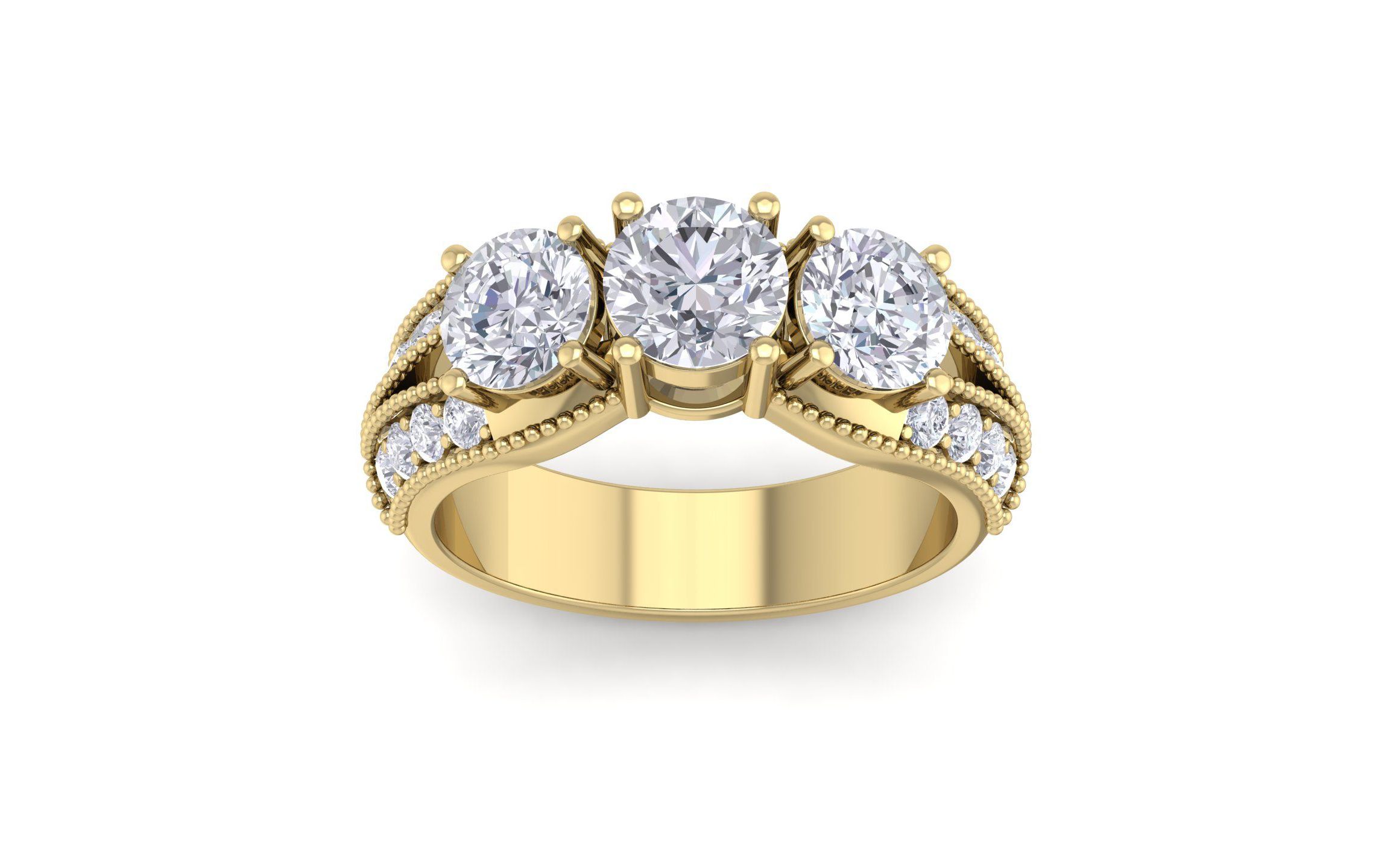 Lab Created 3 ct. t.w. Lab Grown Diamond Three Stone Engagement Ring In 14K Gold