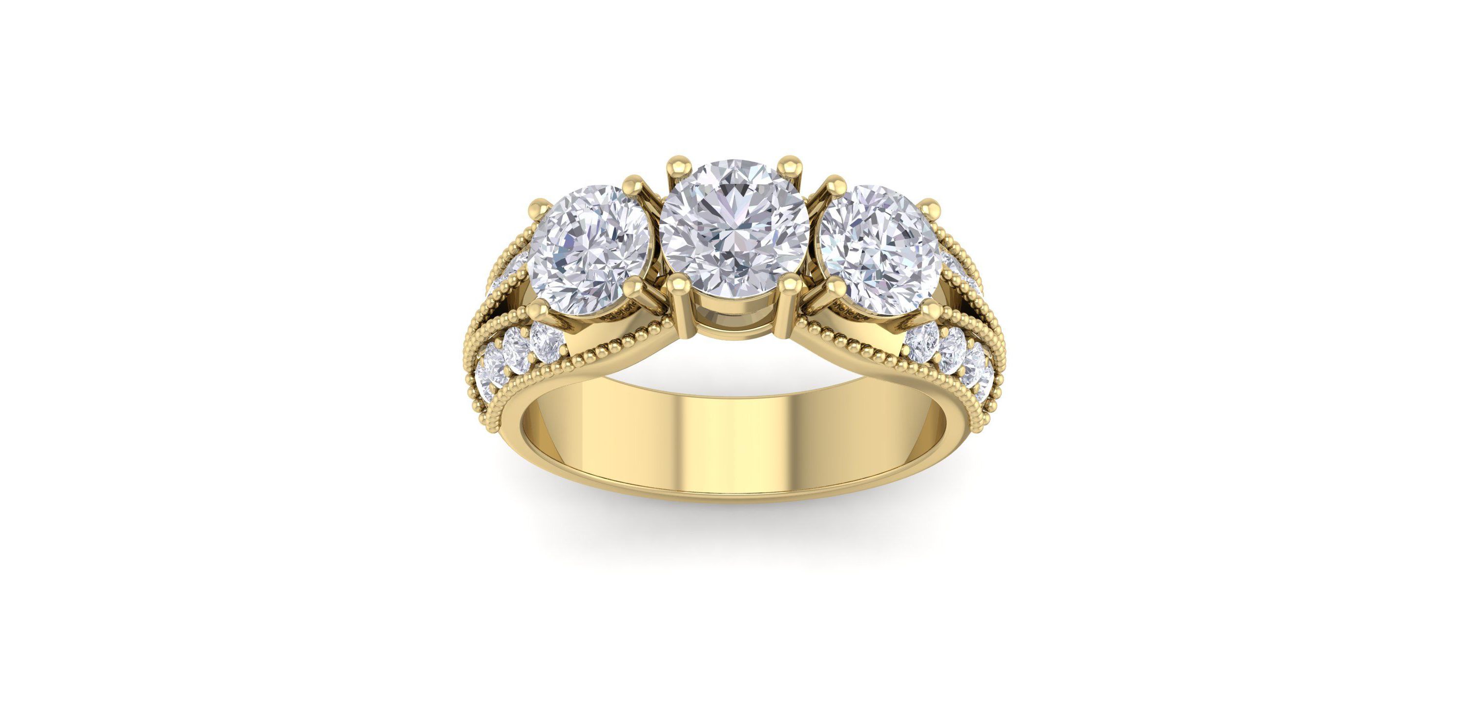 Lab Created 3 ct. t.w. Lab Grown Diamond Three Stone Engagement Ring In 14K Gold