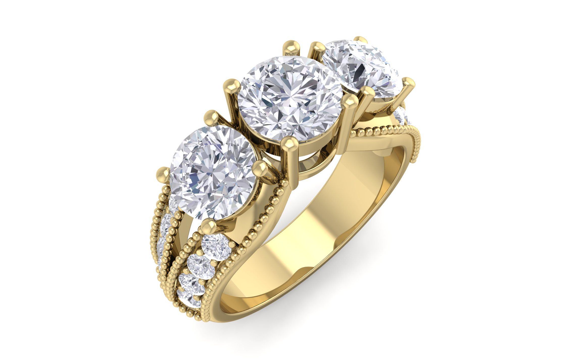 Lab Created 3 ct. t.w. Lab Grown Diamond Three Stone Engagement Ring In 14K Gold