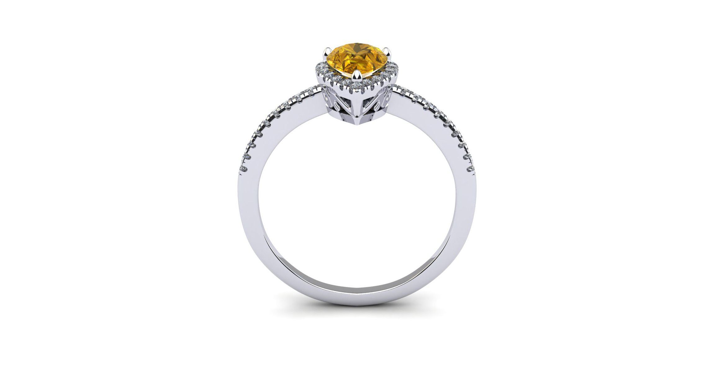 1cttw Pear Shape Citrine and Halo Diamond Ring In Sterling Silver