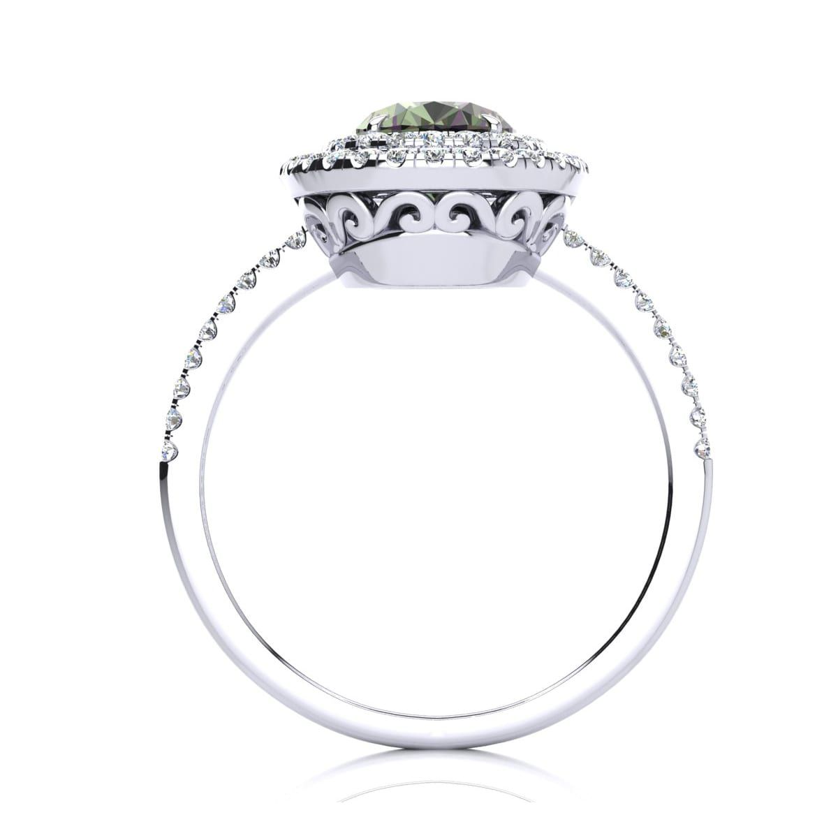 1 1/2cttw Oval Shape Mystic Topaz and Double Halo Diamond Ring In Sterling Silver