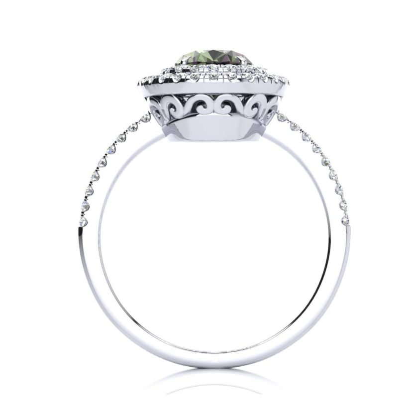 1 1/2cttw Oval Shape Mystic Topaz and Double Halo Diamond Ring In Sterling Silver