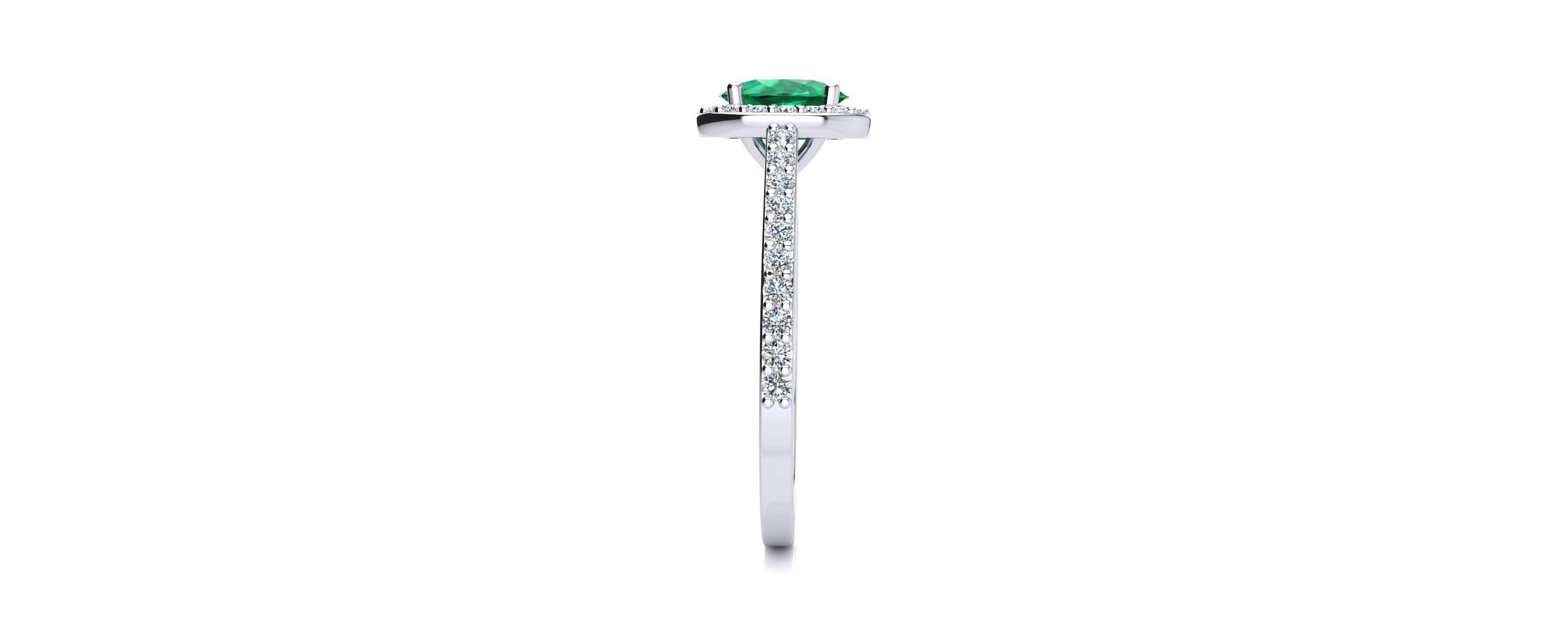 Lab Created 1cttw Oval Shape Created Emerald and Halo Diamond Ring In Sterling Silver