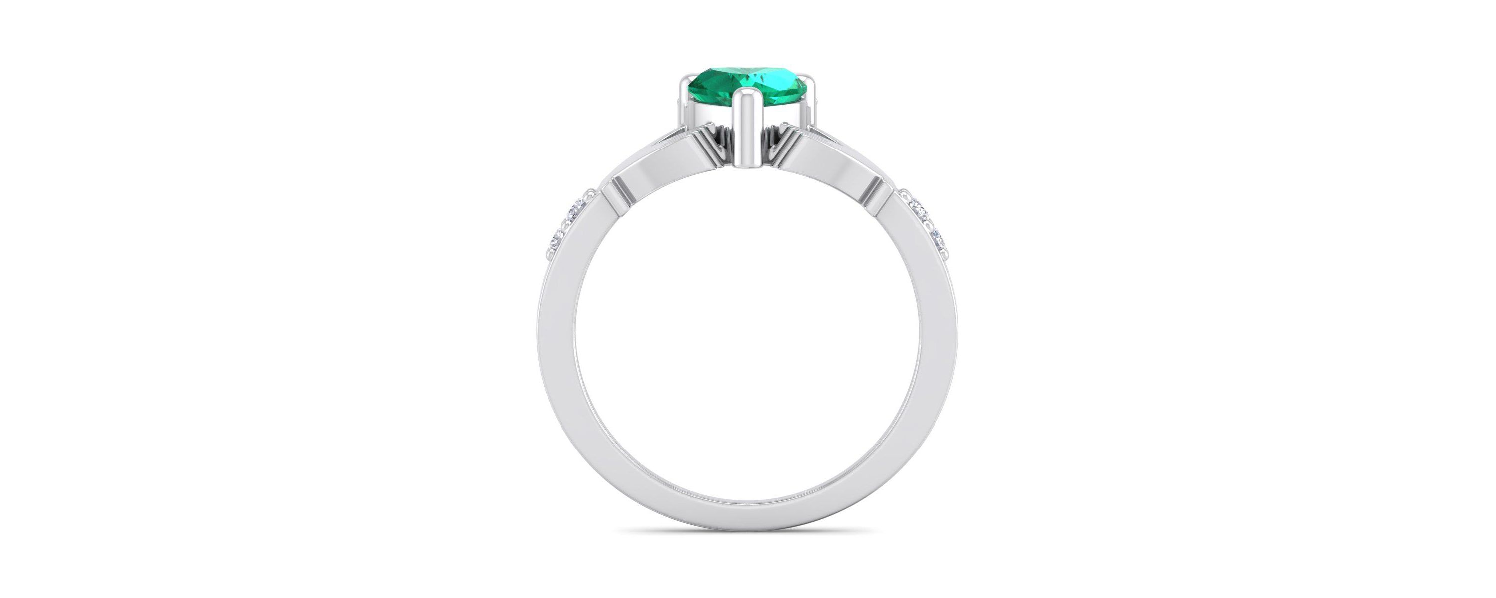 Lab Created 1cttw Heart Shape Created Emerald and Diamond Claddagh Ring In Sterling Silver