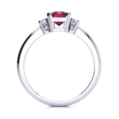 2 1/2cttw Octagon Shape Garnet and Diamond Ring Sterling Silver