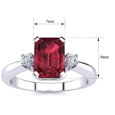 2 1/2cttw Octagon Shape Garnet and Diamond Ring Sterling Silver
