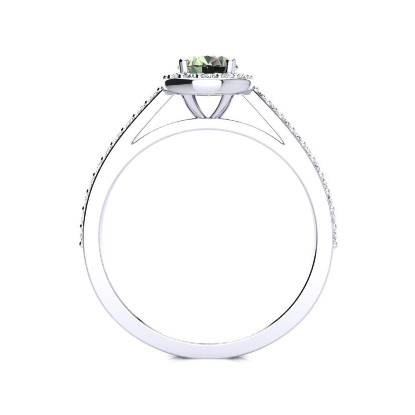 1cttw Oval Shape Mystic Topaz and Halo Diamond Ring In Sterling Silver