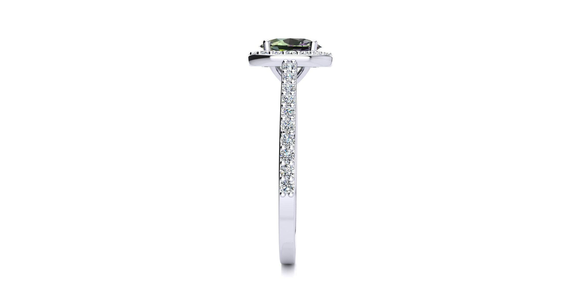 1cttw Oval Shape Mystic Topaz and Halo Diamond Ring In Sterling Silver