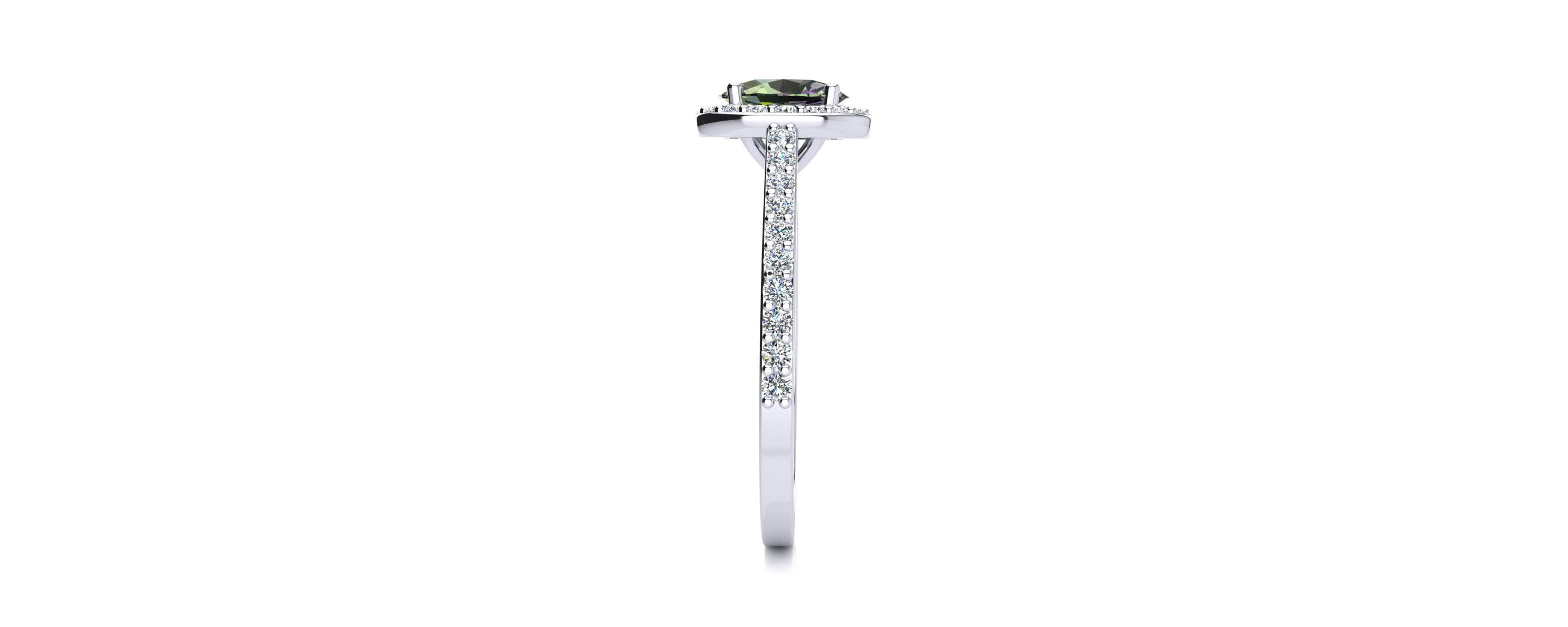 1cttw Oval Shape Mystic Topaz and Halo Diamond Ring In Sterling Silver