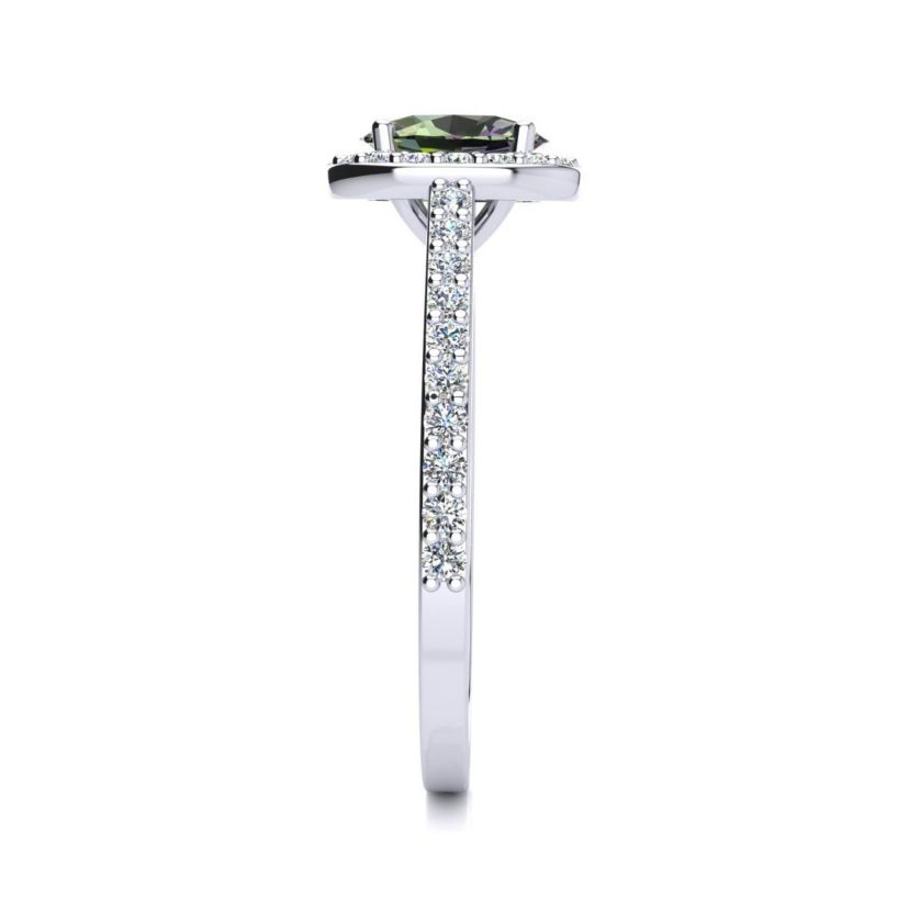 1cttw Oval Shape Mystic Topaz and Halo Diamond Ring In Sterling Silver