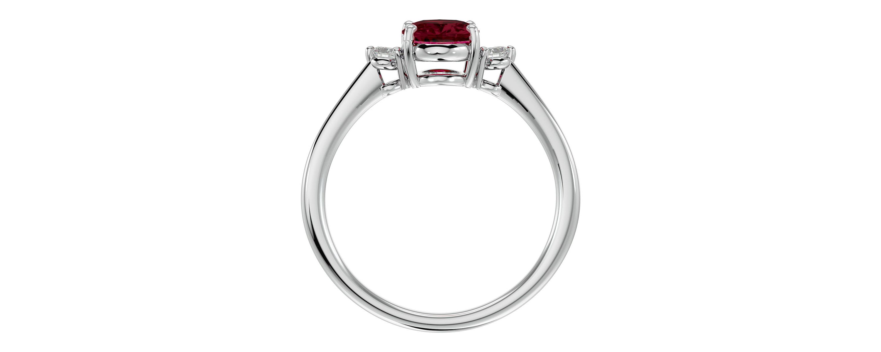 1 1/3cttw Oval Shape Garnet and Two Diamond Ring In Sterling Silver