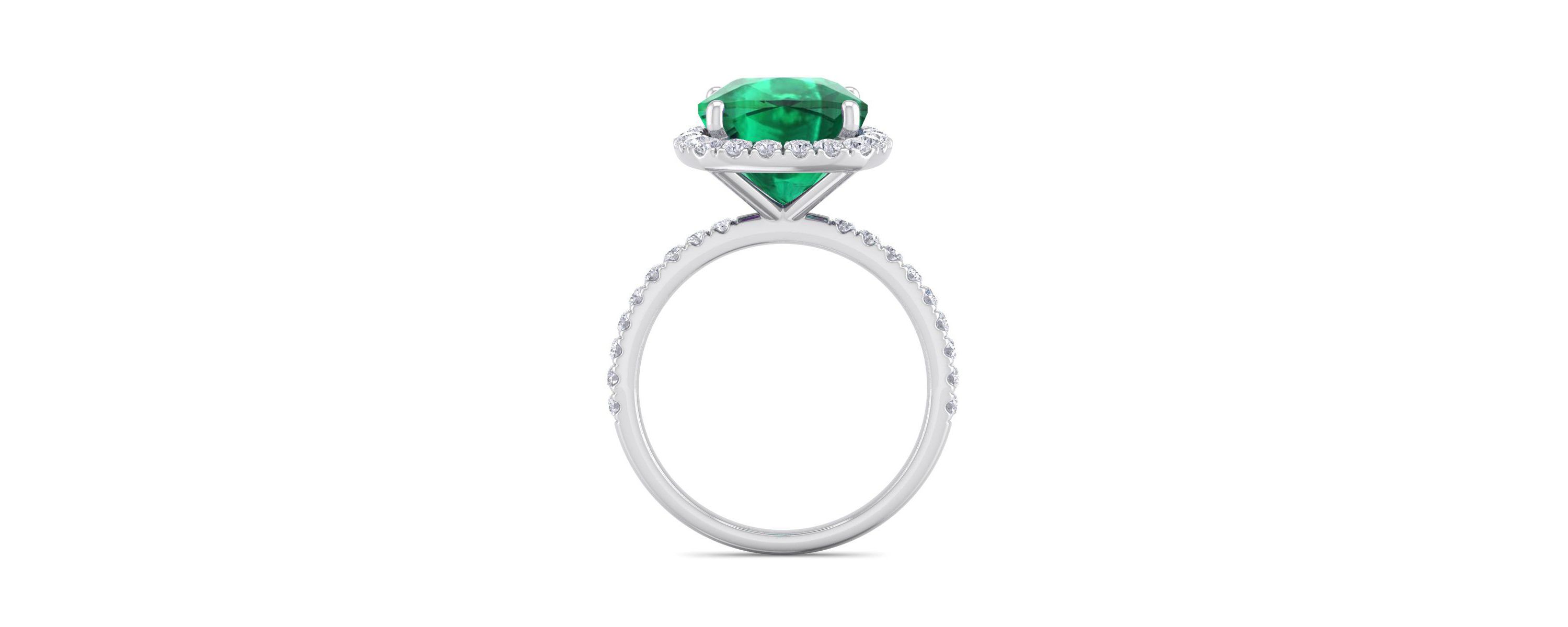 Lab Created 5 1/2 ct. t.w. Cushion Cut Created Emerald and Double Halo Diamond Ring In Sterling Silver