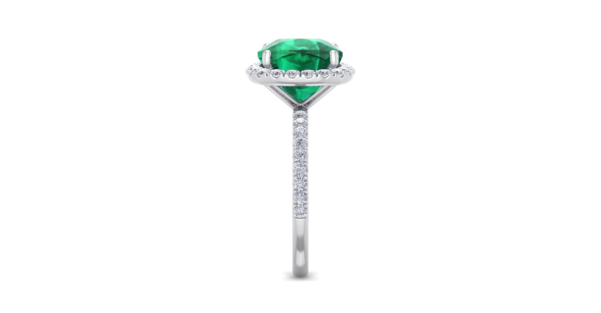 Lab Created 5 1/2 ct. t.w. Cushion Cut Created Emerald and Double Halo Diamond Ring In Sterling Silver