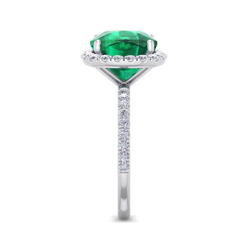 Lab Created 5 1/2 ct. t.w. Cushion Cut Created Emerald and Double Halo Diamond Ring In Sterling Silver
