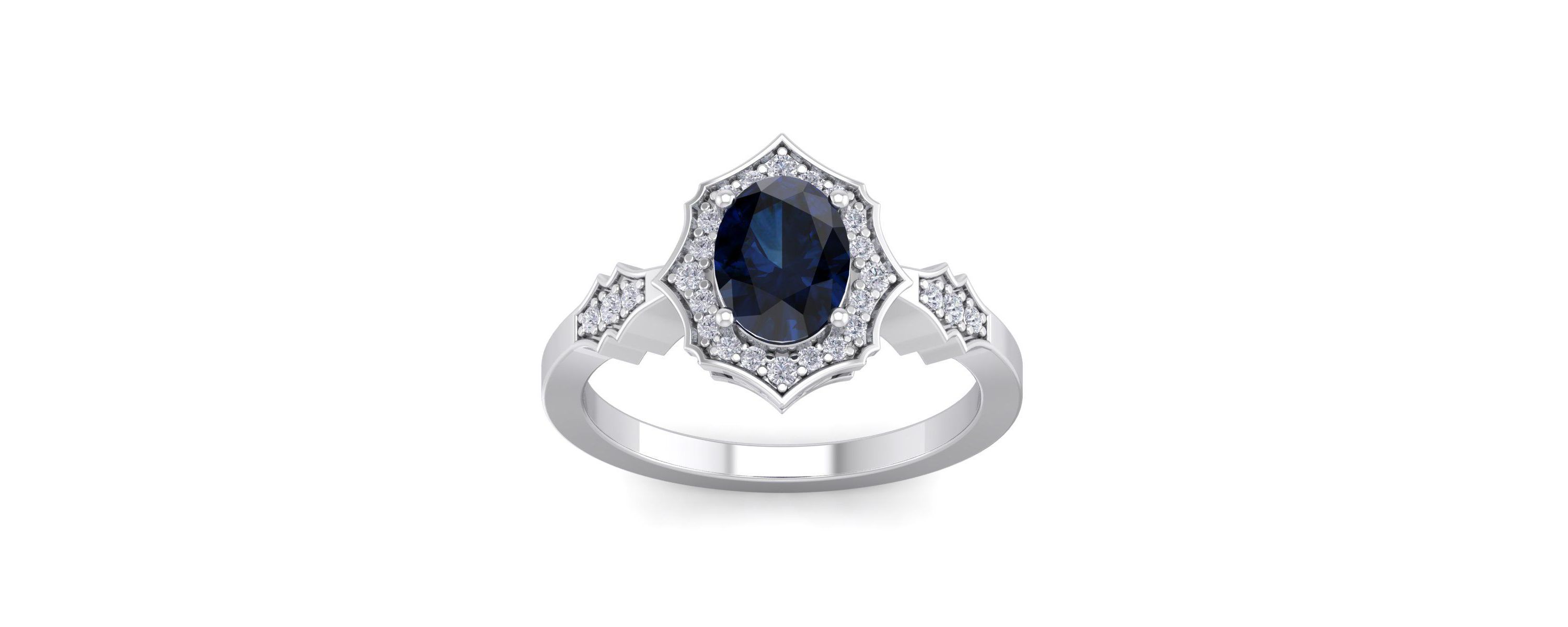 Lab Created 1 1/2 ct. t.w. Oval Shape Created Ruby and Halo Diamond Ring In Sterling Silver