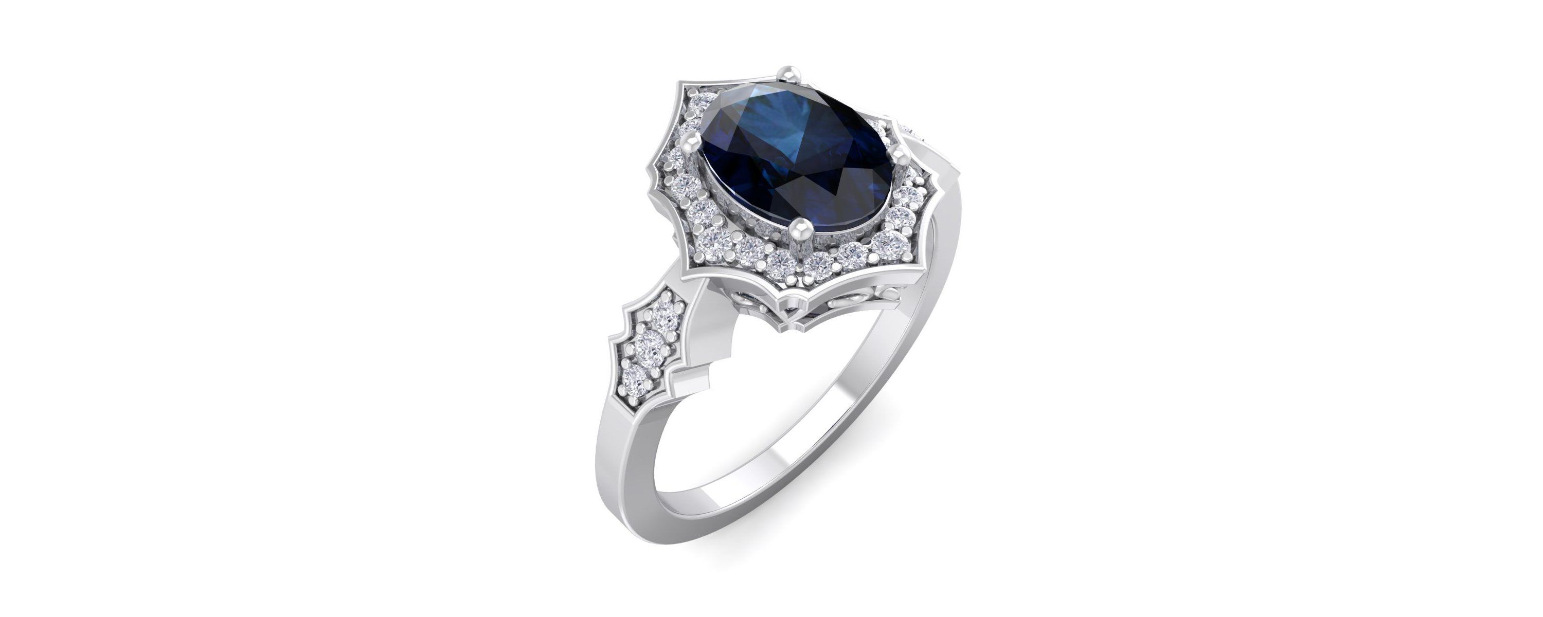 Lab Created 1 1/2 ct. t.w. Oval Shape Created Ruby and Halo Diamond Ring In Sterling Silver