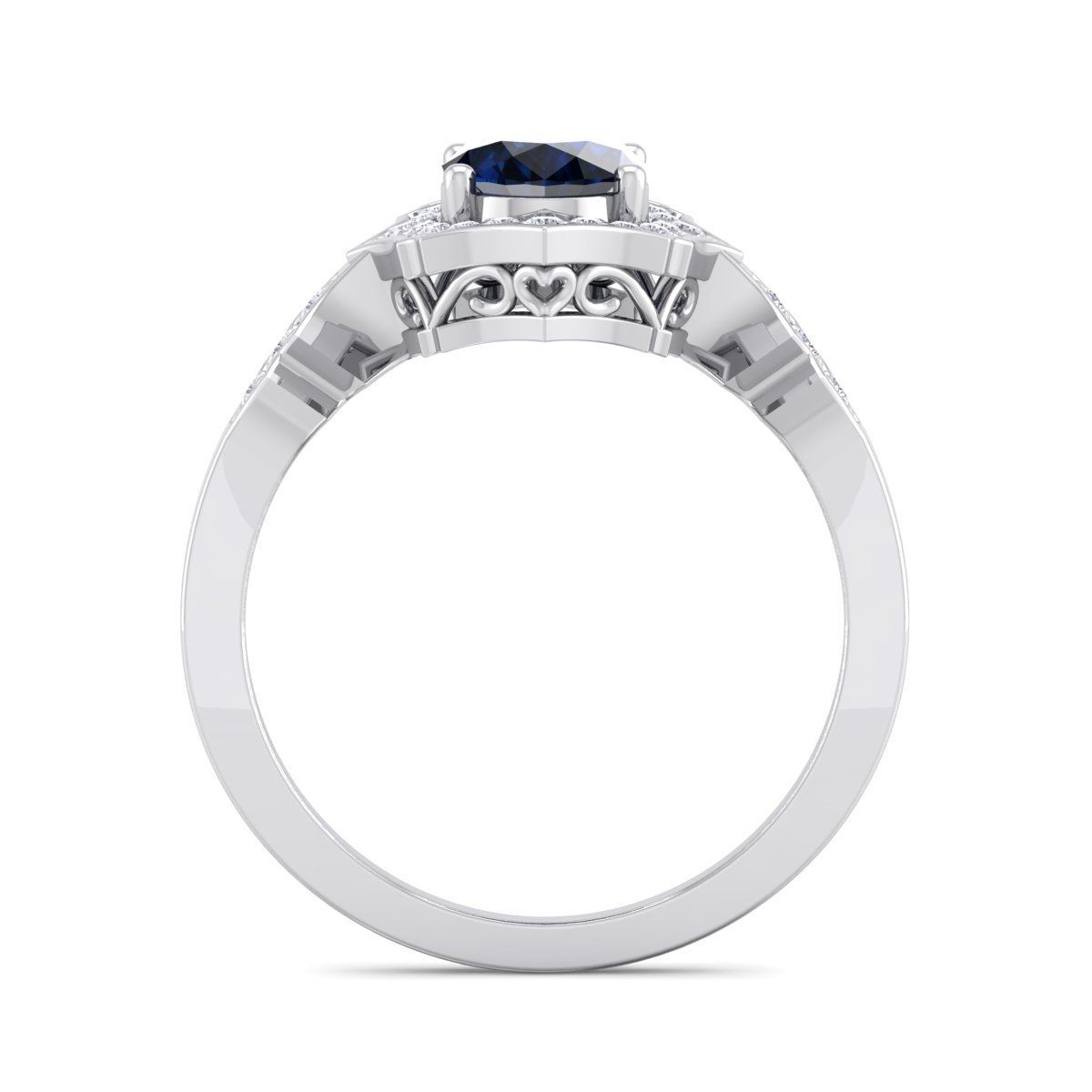Lab Created 1 1/2 ct. t.w. Oval Shape Created Ruby and Halo Diamond Ring In Sterling Silver