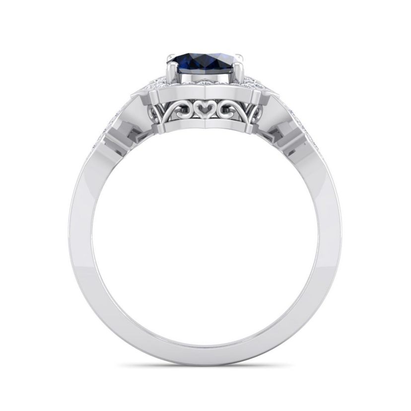 Lab Created 1 1/2 ct. t.w. Oval Shape Created Ruby and Halo Diamond Ring In Sterling Silver