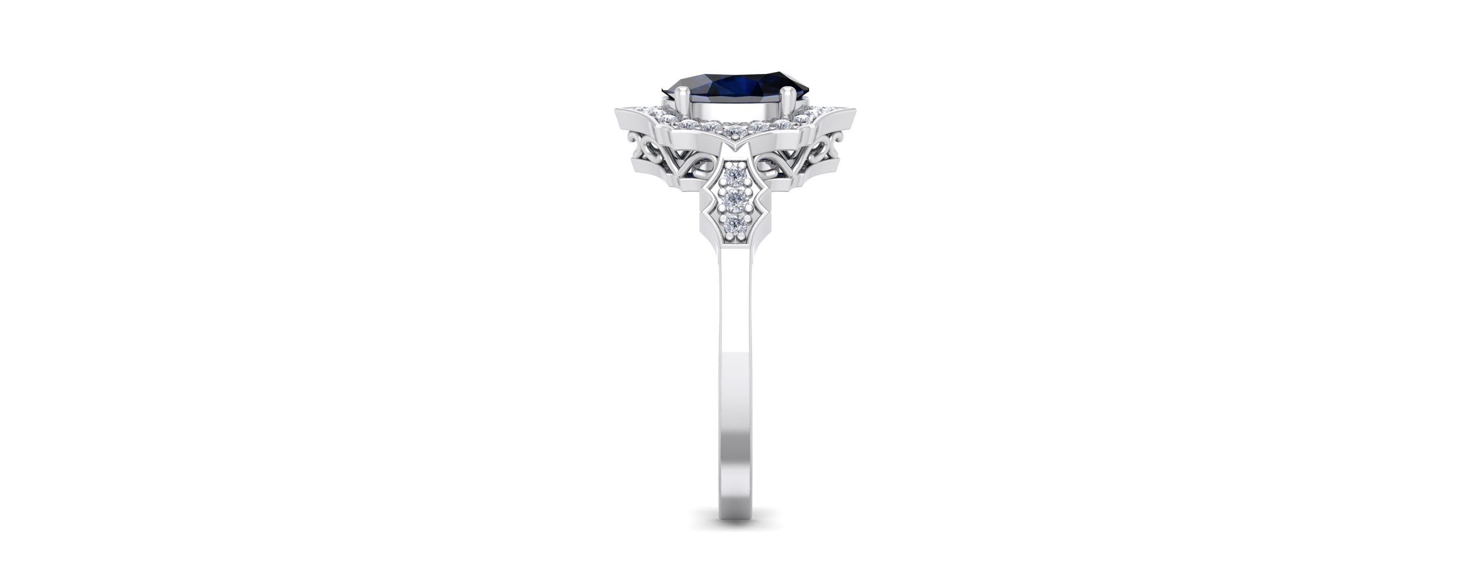 Lab Created 1 1/2 ct. t.w. Oval Shape Created Ruby and Halo Diamond Ring In Sterling Silver