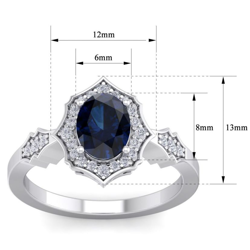 Lab Created 1 1/2 ct. t.w. Oval Shape Created Ruby and Halo Diamond Ring In Sterling Silver