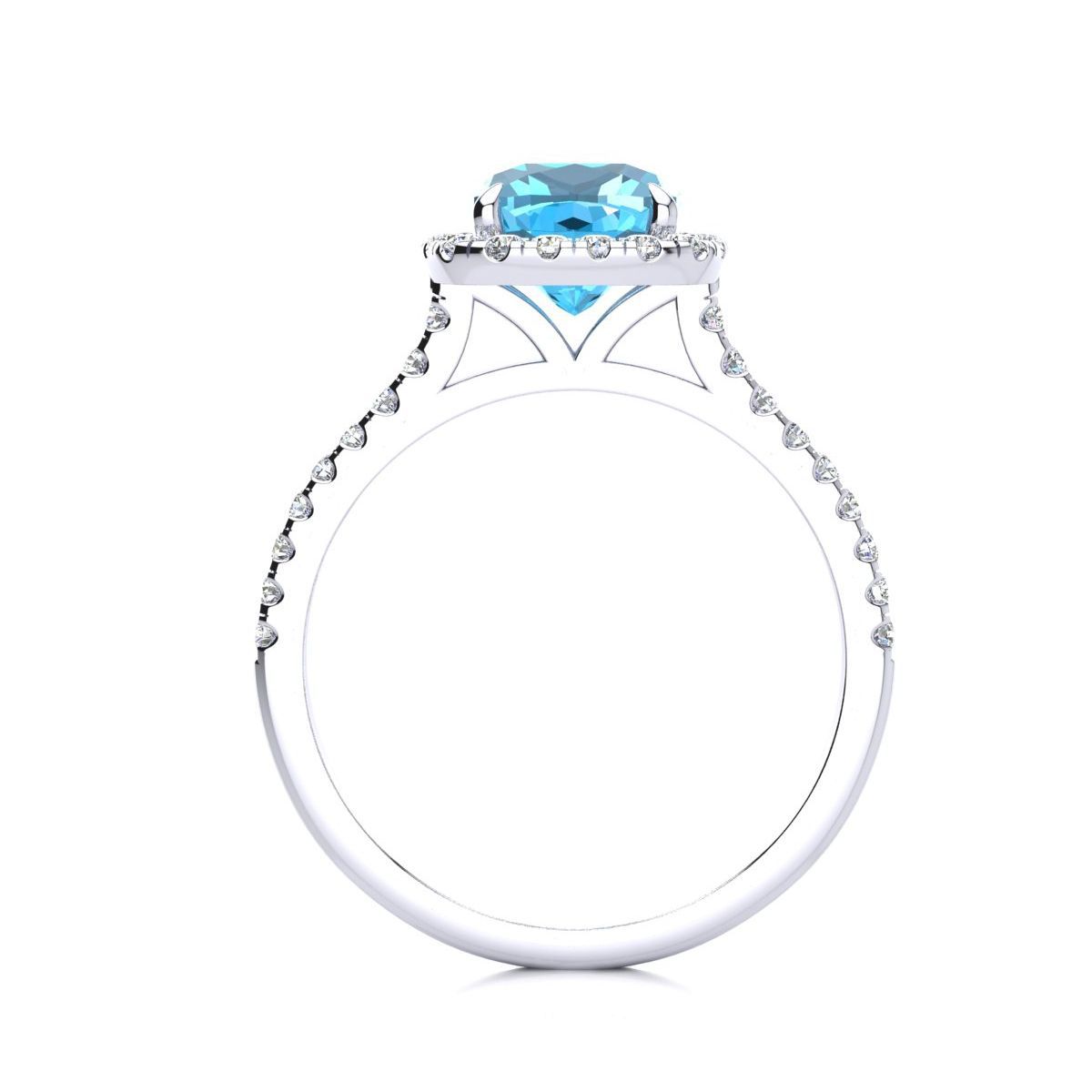 2 ct. t.w. Cushion Cut Blue Topaz and Halo Diamond Ring In Sterling Silver