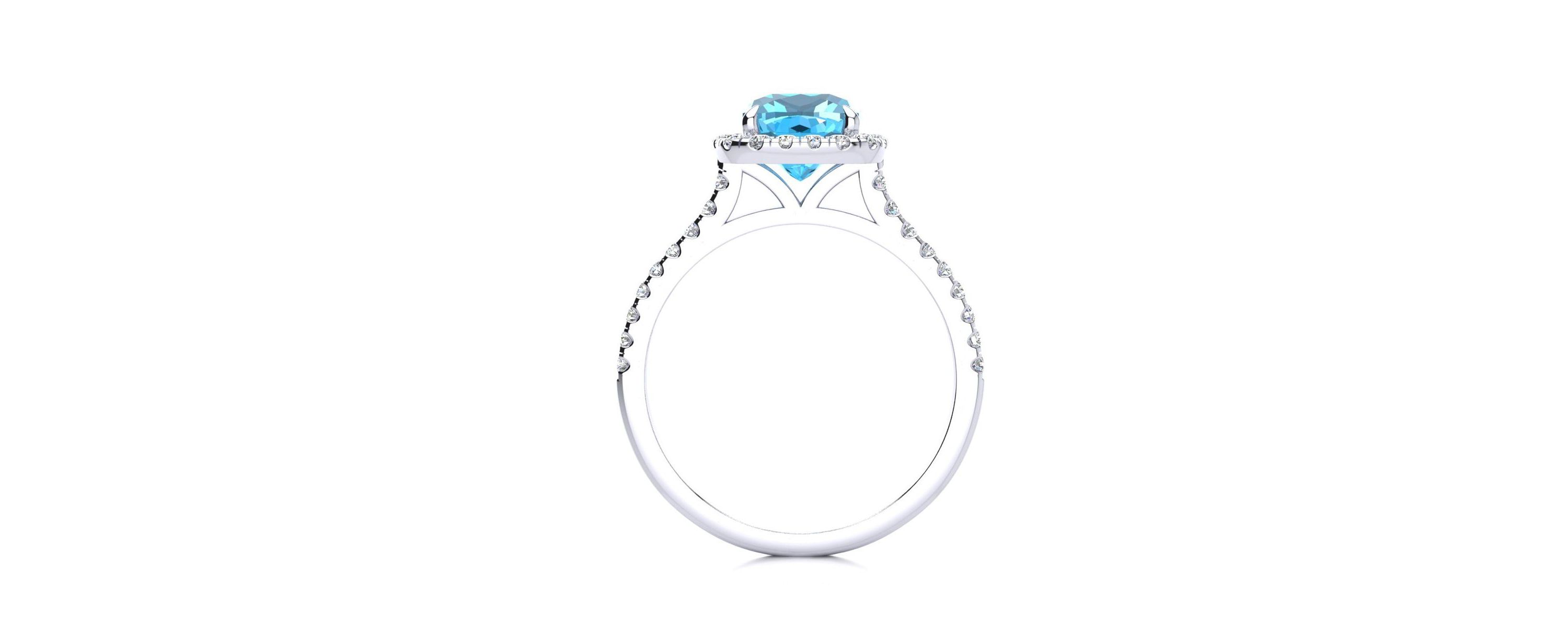 2 ct. t.w. Cushion Cut Blue Topaz and Halo Diamond Ring In Sterling Silver