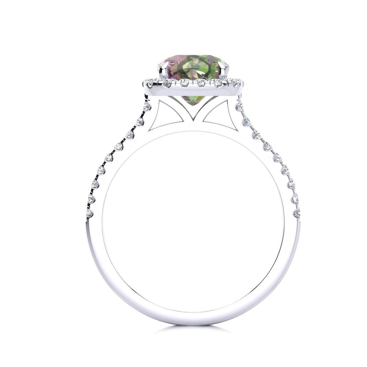 2 ct. t.w. Cushion Cut Mystic Topaz and Halo Diamond Ring In Sterling Silver