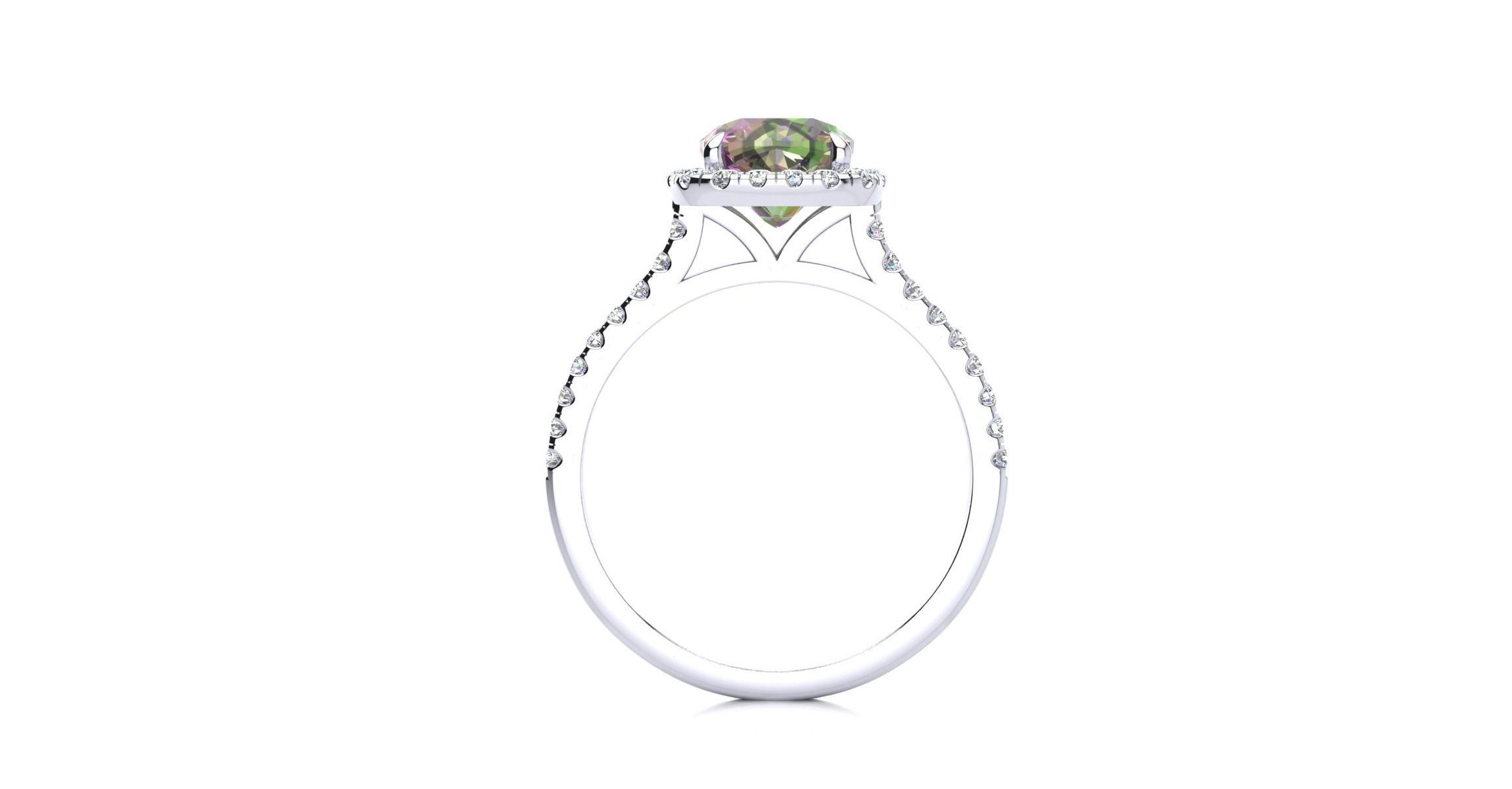 2 ct. t.w. Cushion Cut Mystic Topaz and Halo Diamond Ring In Sterling Silver