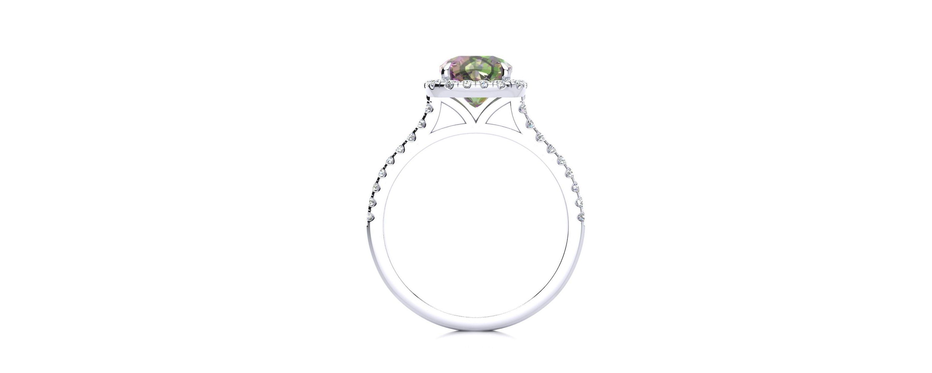 2 ct. t.w. Cushion Cut Mystic Topaz and Halo Diamond Ring In Sterling Silver
